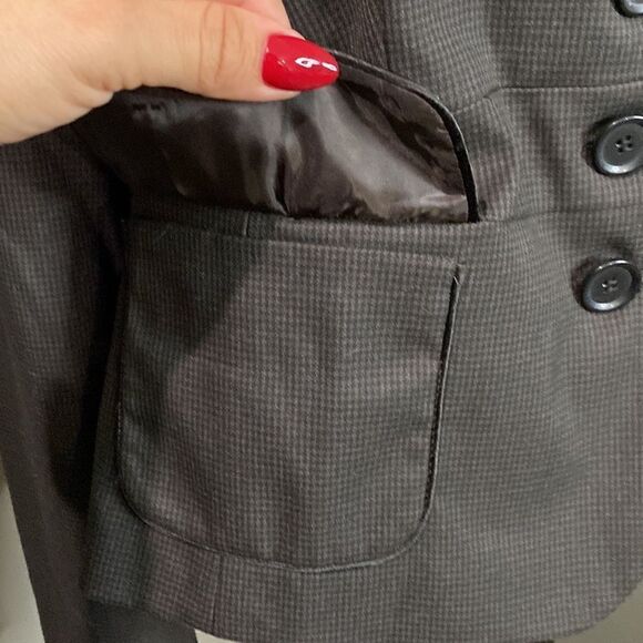 Halogen Black and Brown Small Houndstooth Print Blazer Jacket Stretch - Picture 5 of 13